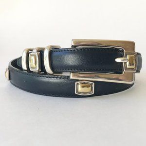 Vintage Brighton Navy Blue Leather Belt Womens